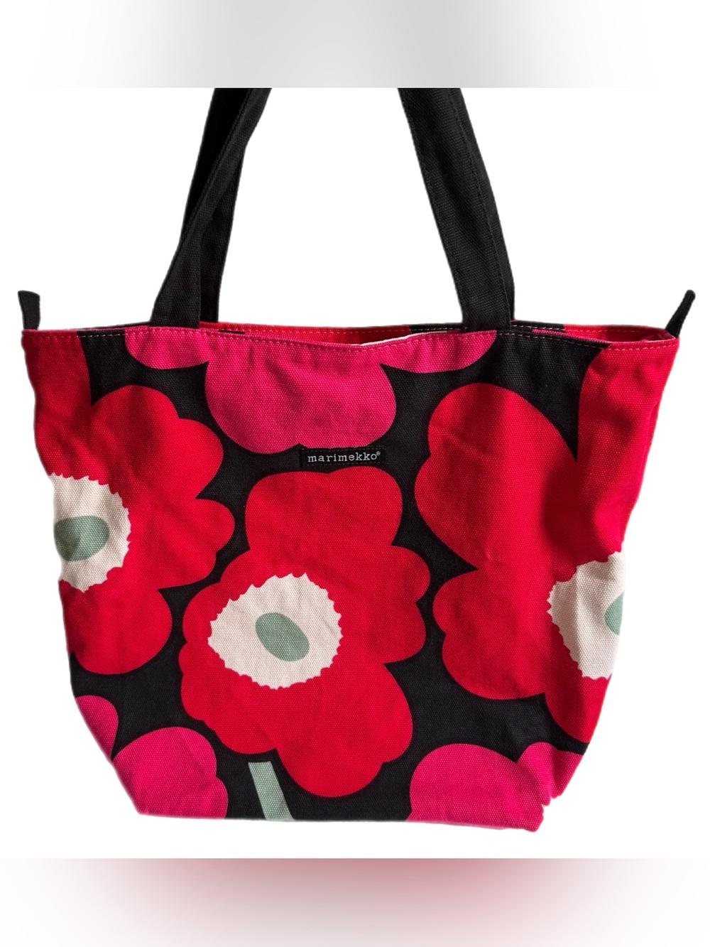Marimekko Avon Breast Cancer Crusade Awareness Poppy Flower Canvas Tote Bag